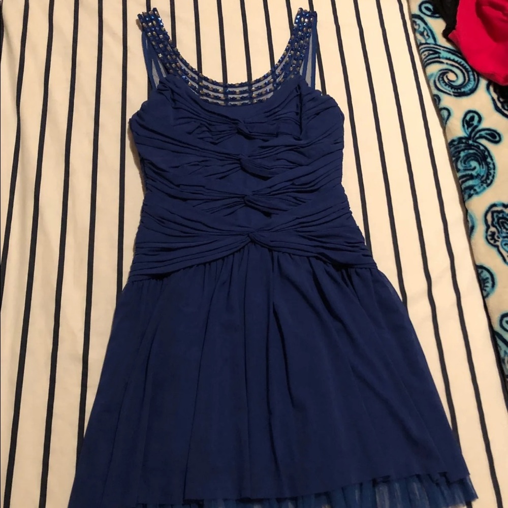 bcbgmaxazria dark blue party dress